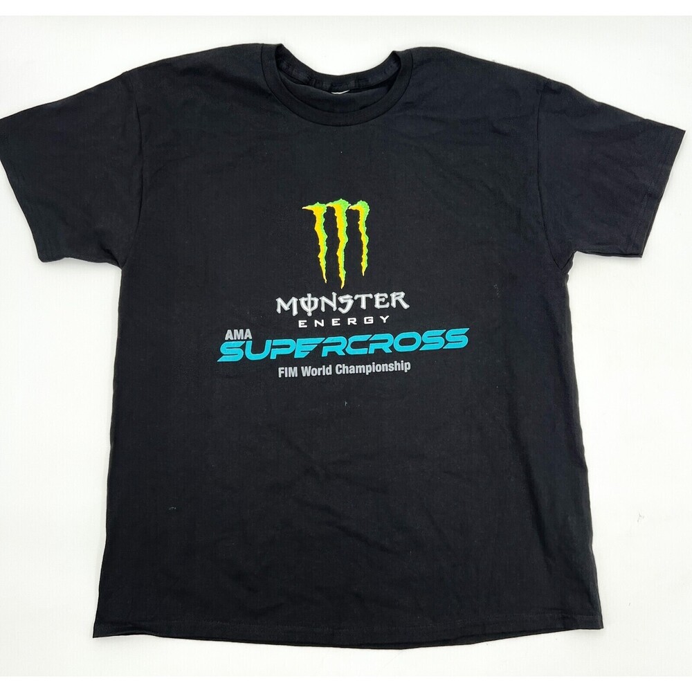 Monster Energy Drink Shirt Mens Black Motocross Racing grphic Tee